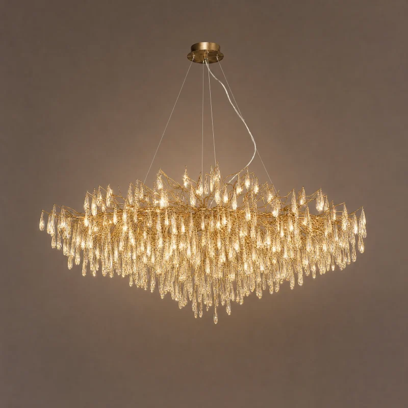 Willow Crystal Chandelier — lights on