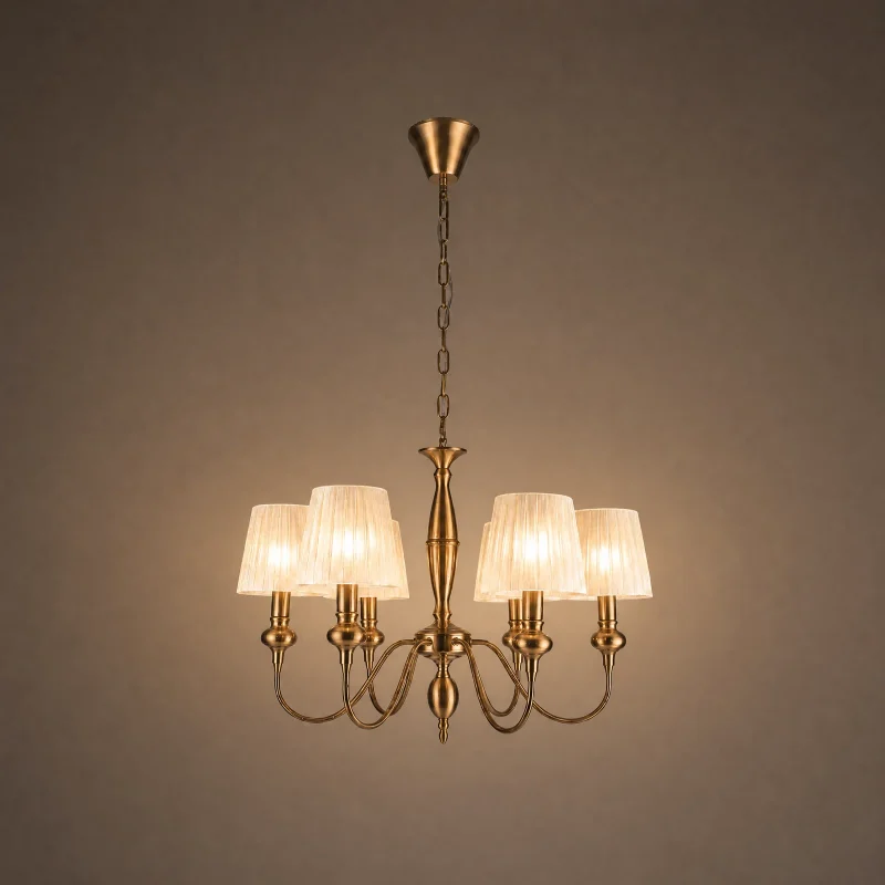 Windsor Shaded Chandelier — lights on
