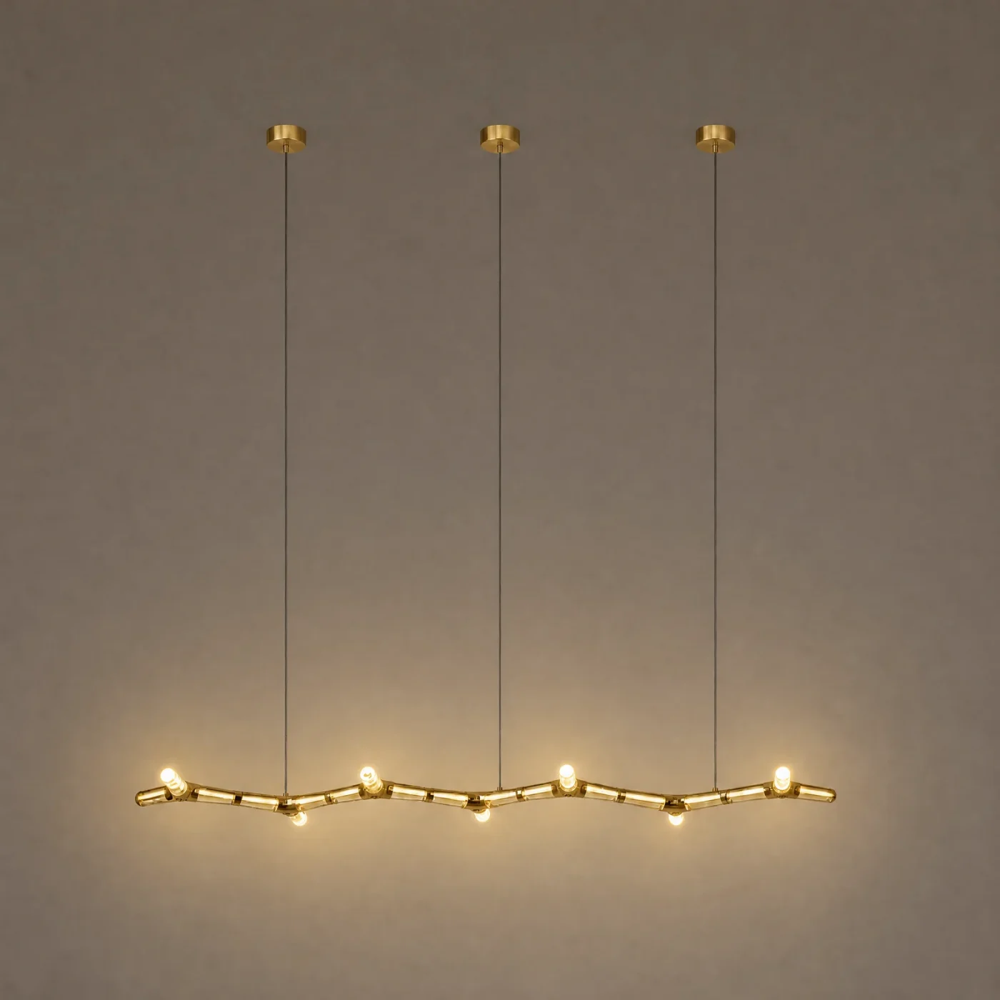 Zigzag Linear Chandelier — lights on