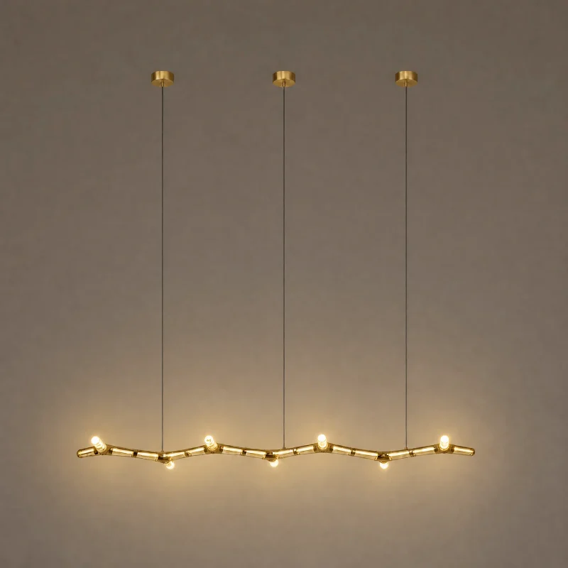Zigzag Linear Chandelier — lights on